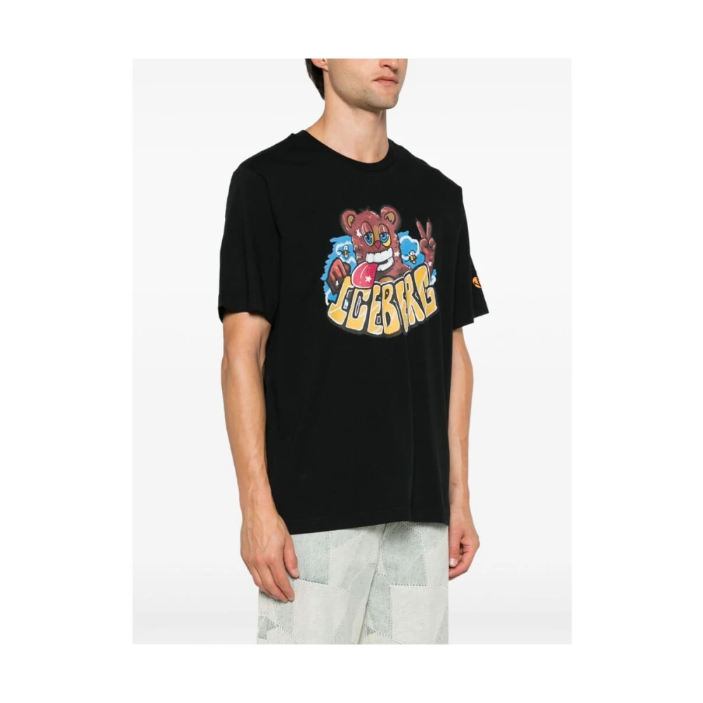 Iceberg Zwart Grafisch Print Crew Neck T-shirt Black Heren