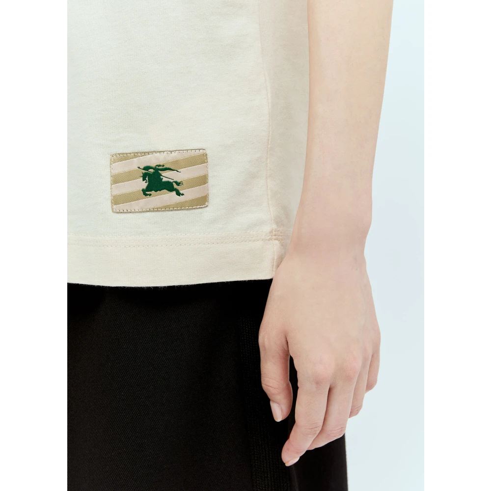 Burberry Katoenen T-shirt met EKD-patch Beige Dames