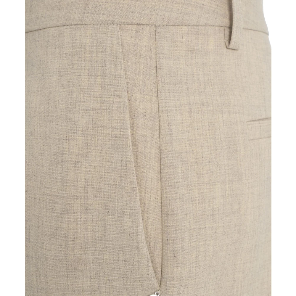 Ottod'Ame Beige Bermuda's met Plooien en Zakken Beige Dames