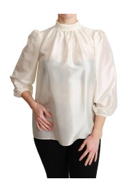White Silk Neck Scarf Bow Blouse Shirt