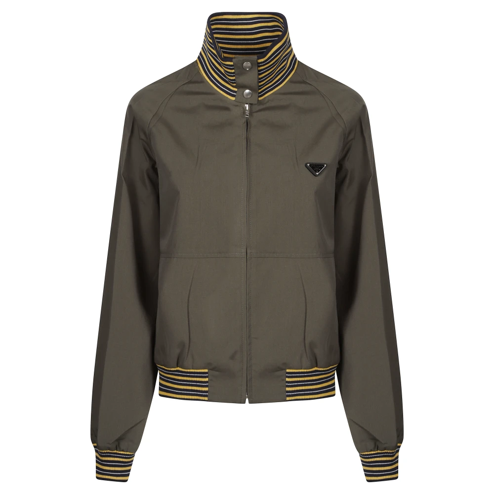 Prada , Bomber Jackets, Female, Green, M, Poplin Bomber Jacket