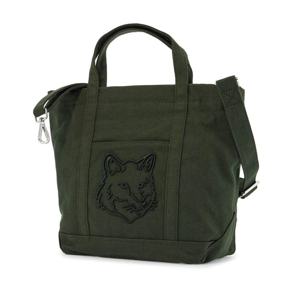 Maison Kitsuné Vos Logo Katoenen Tote Tas Green Dames