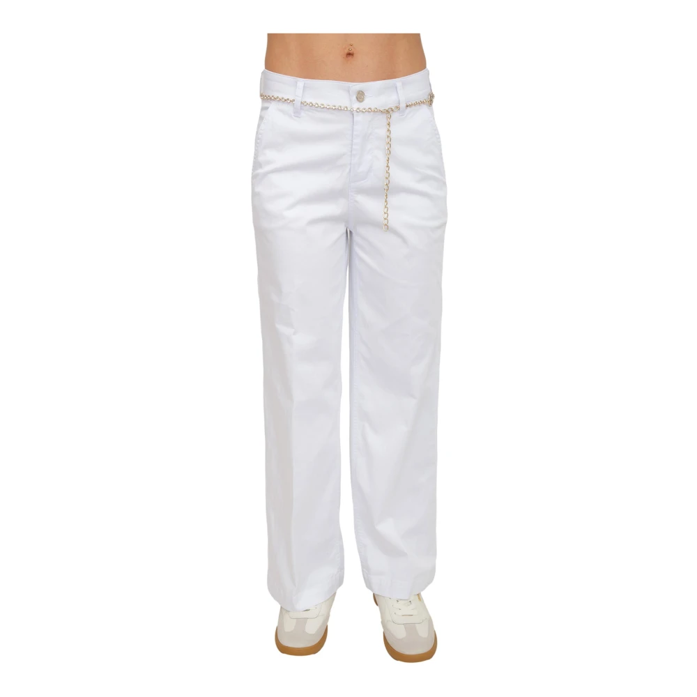 Liu Jo Vrouw Wit Broeken Dames, W30, Katoen, Pantalon Van Stof