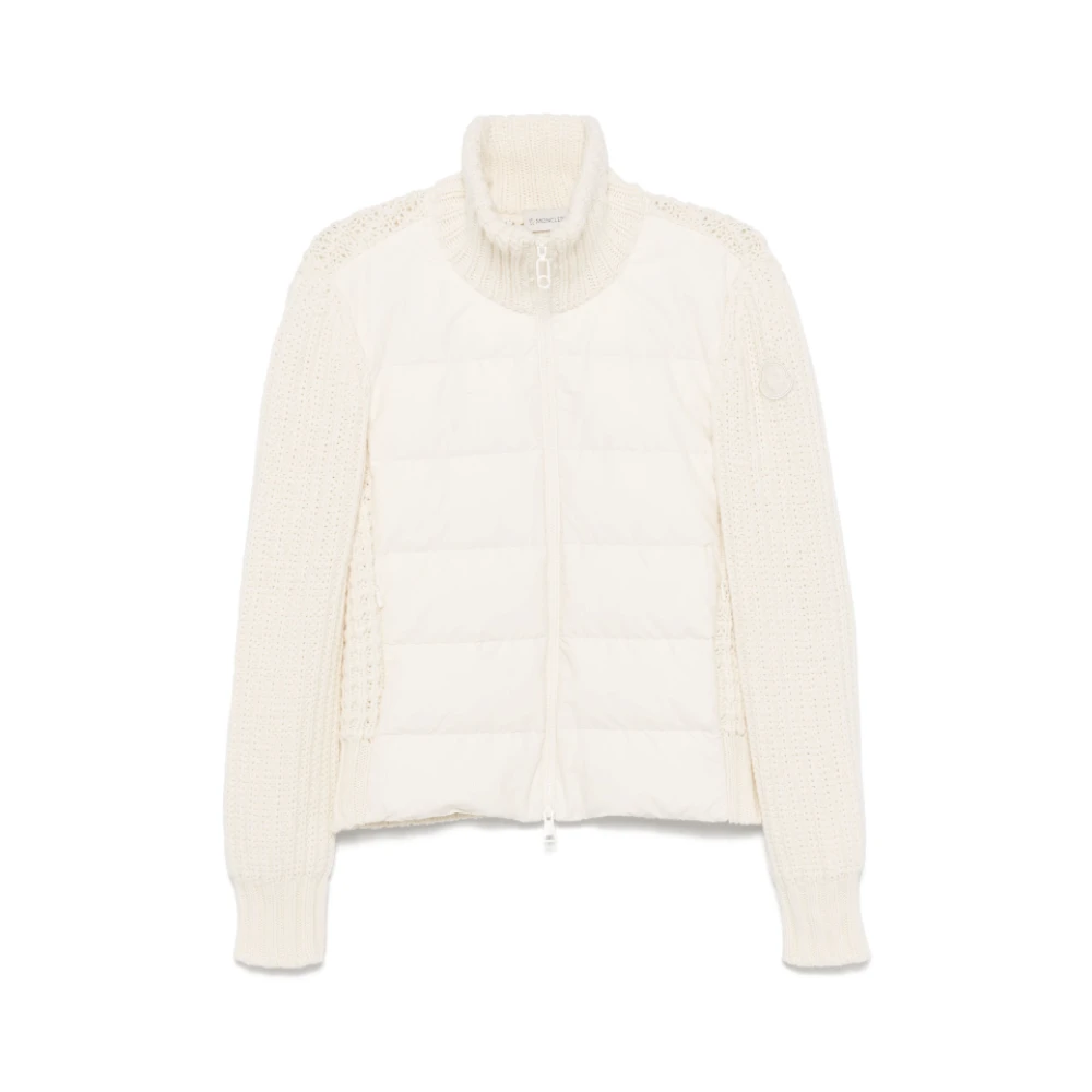 Moncler Vit Tricot Stickad Kofta White, Dam