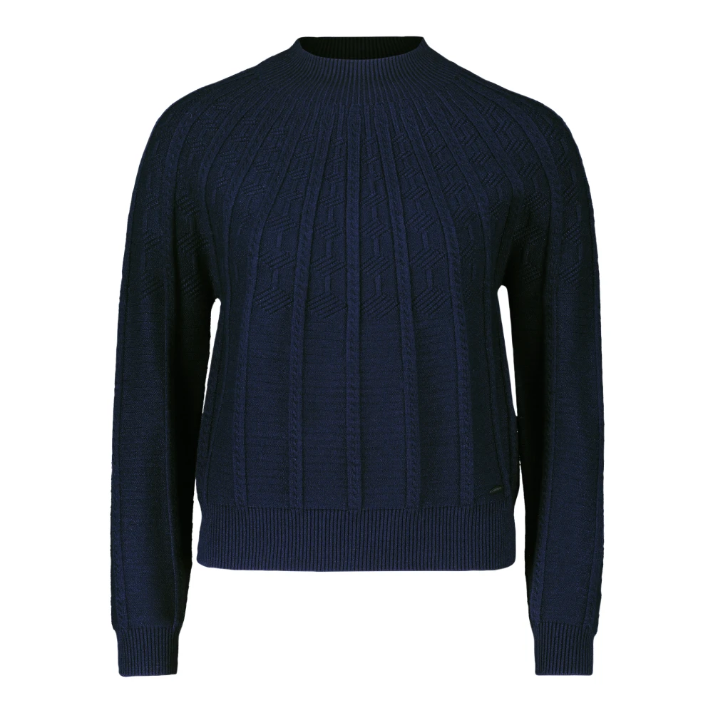 Betty & Co Gebreide trui met opstaande kraag Blue Dames