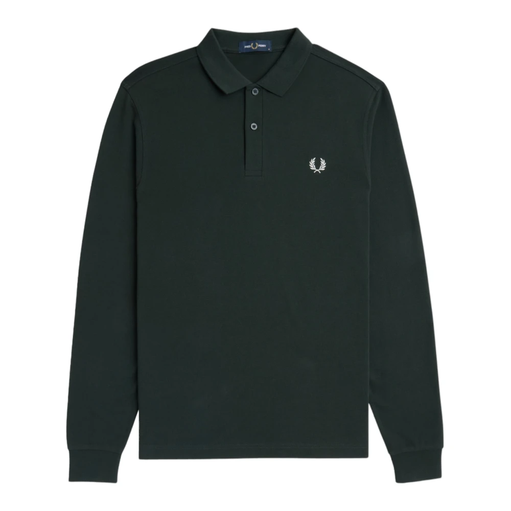 FRED PERRY Heren Polo's & T-shirts Long Sleeve Plain Shirt Olijf