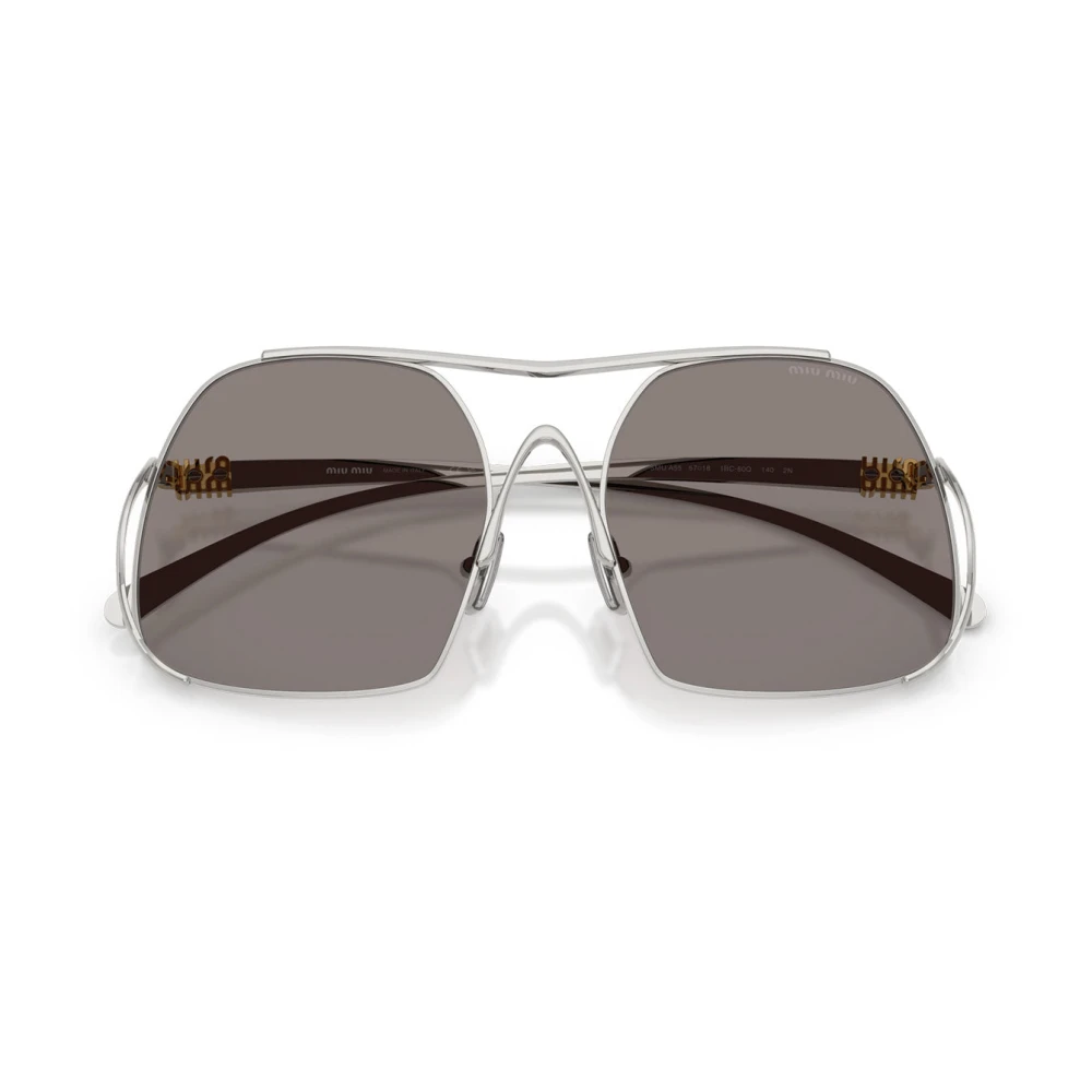 Miu Miu Grey Woman Mu A55s 1Bc80q Sunglasses Steel Silver Squared Normal - Image 4