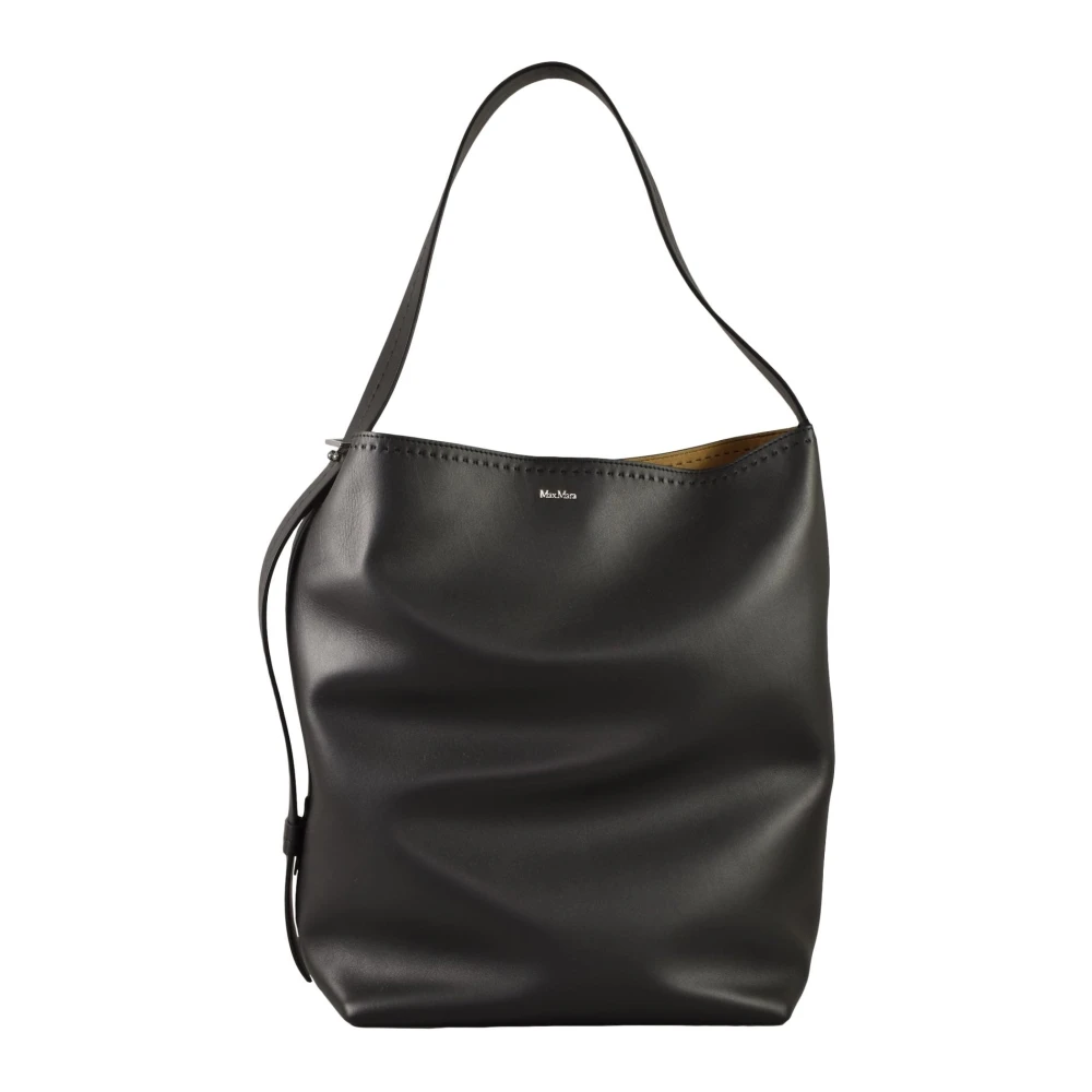 Max Mara Leren Handtas Black Dames