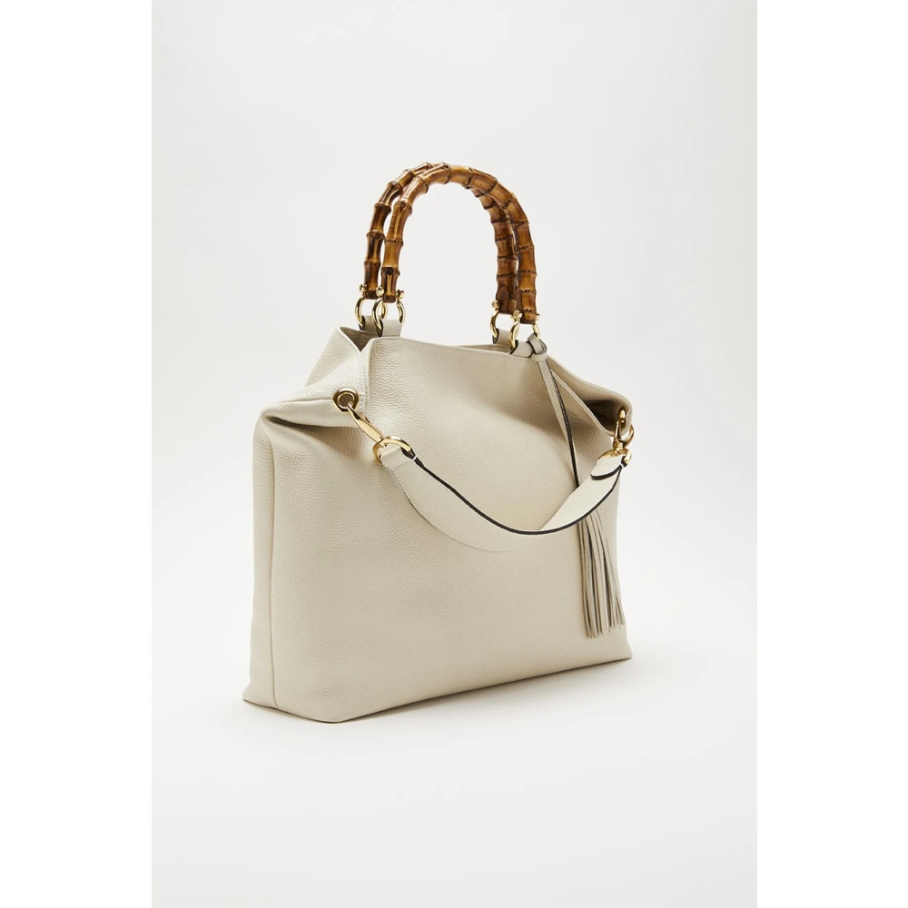 Biagini Bamboe Leren Tas Beige Dames