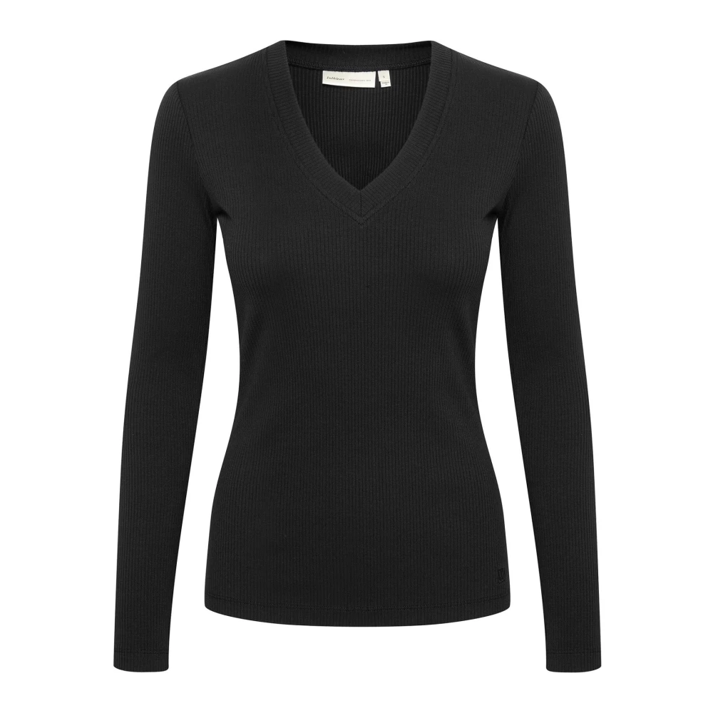 Inwear Women's Black V-Neck Long Sleeve Top - V-Neck Knitwear - L - Knitwear