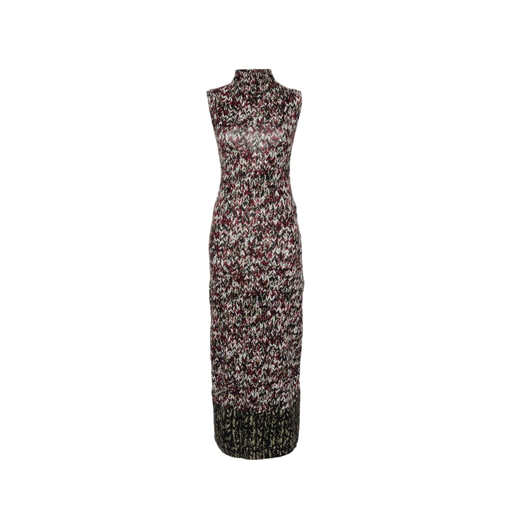 Loewe Gebreide Print Lange Jurk Mouwloos Hoge Hals Multicolor Dames