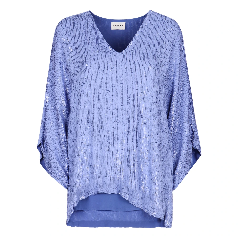 P.a.r.o.s.h. Paillettenblouse met Asymmetrische Zoom Purple Dames