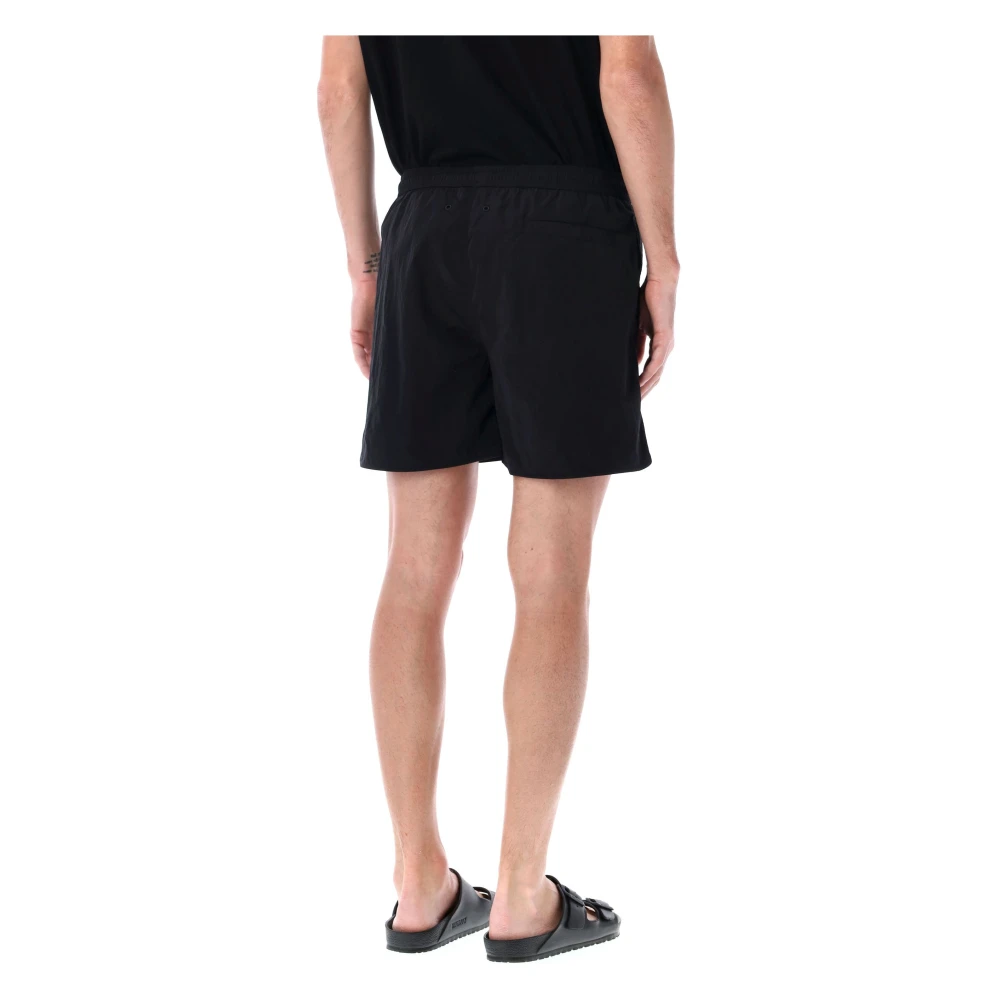 Moncler Gekreukelde nylon zwemshorts met trekkoord Black Heren