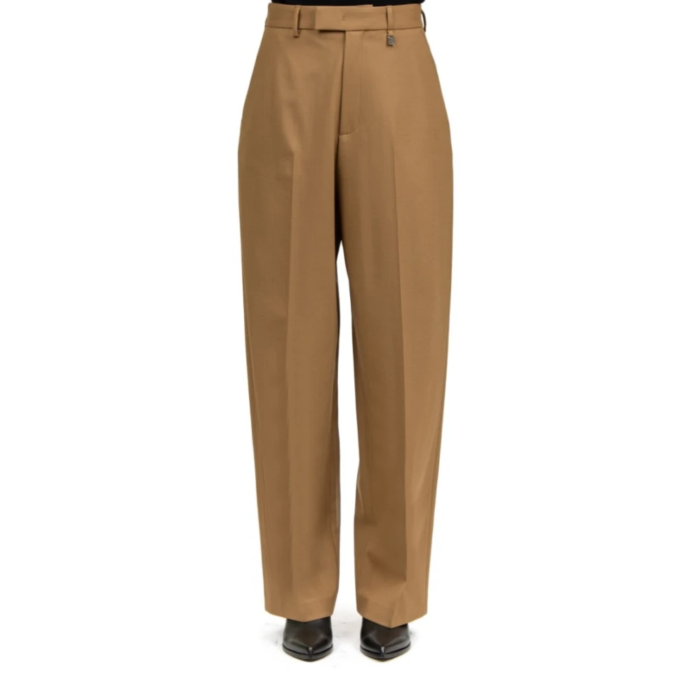 Giuseppe Di Morabito Kameel Wijde Pijp Wollen Broek Brown Dames
