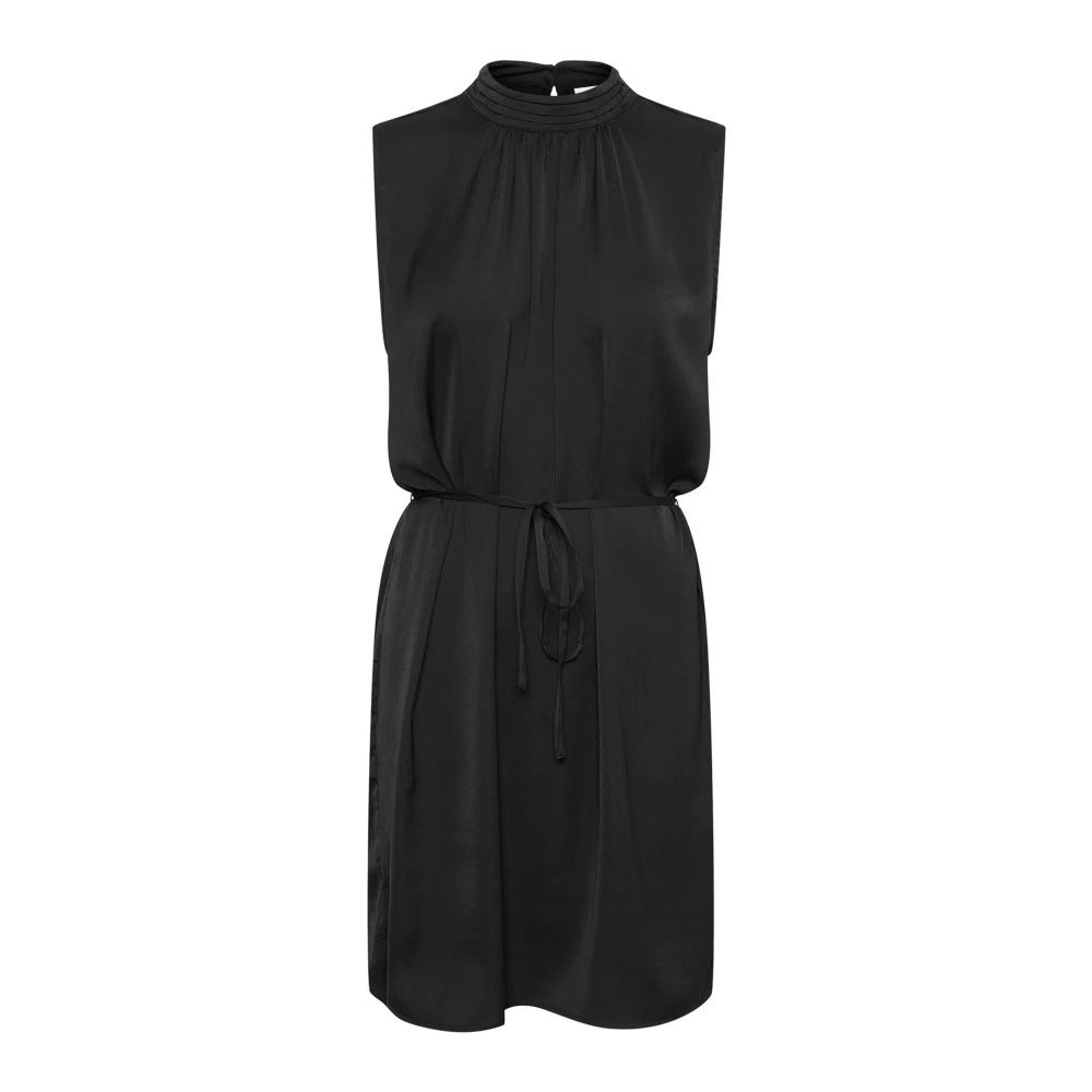 Saint Tropez Elegante Zwarte Jurk met Tailleband Black Dames