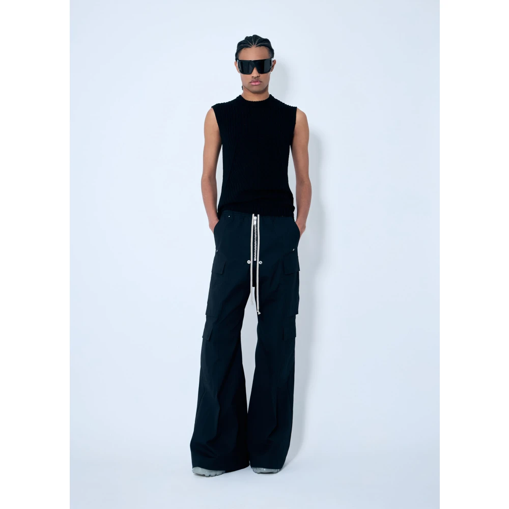 Rick Owens Wijde Cargobroek Black Heren