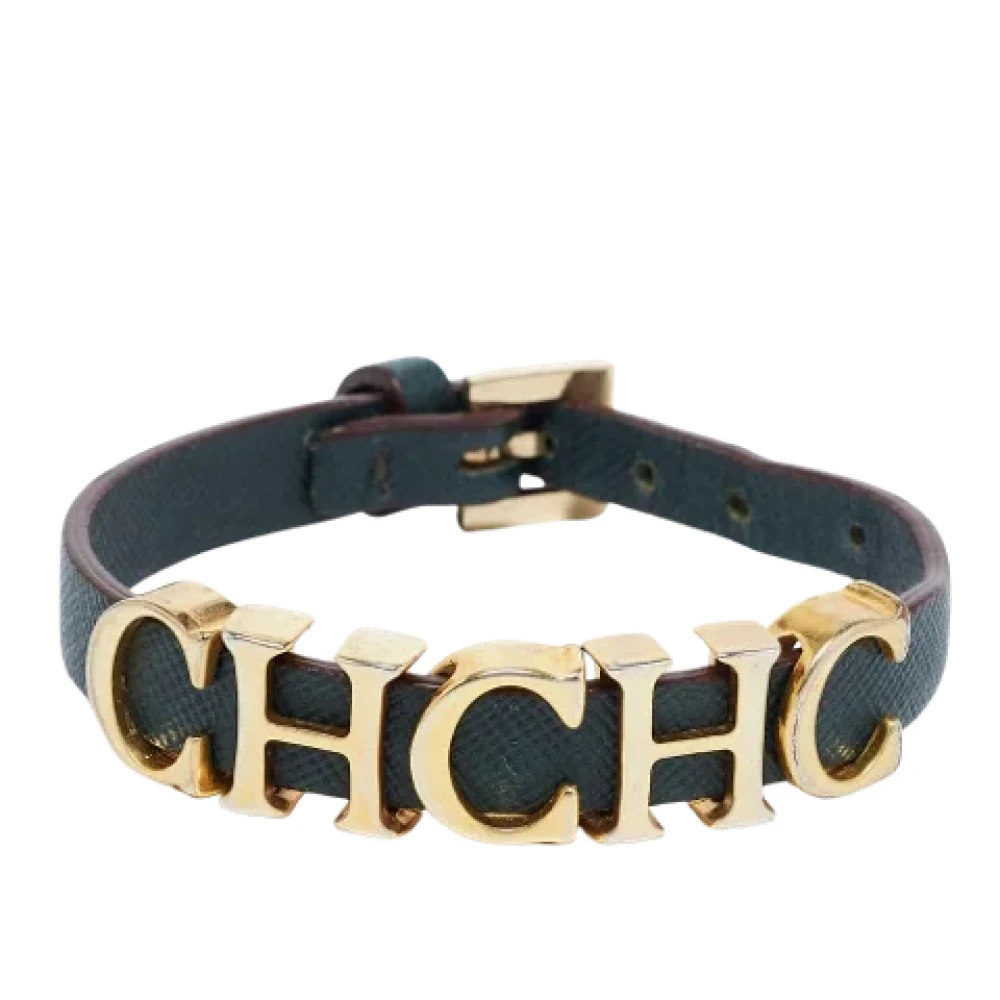 Pre-owned Gront skinn Carolina Herrera armband