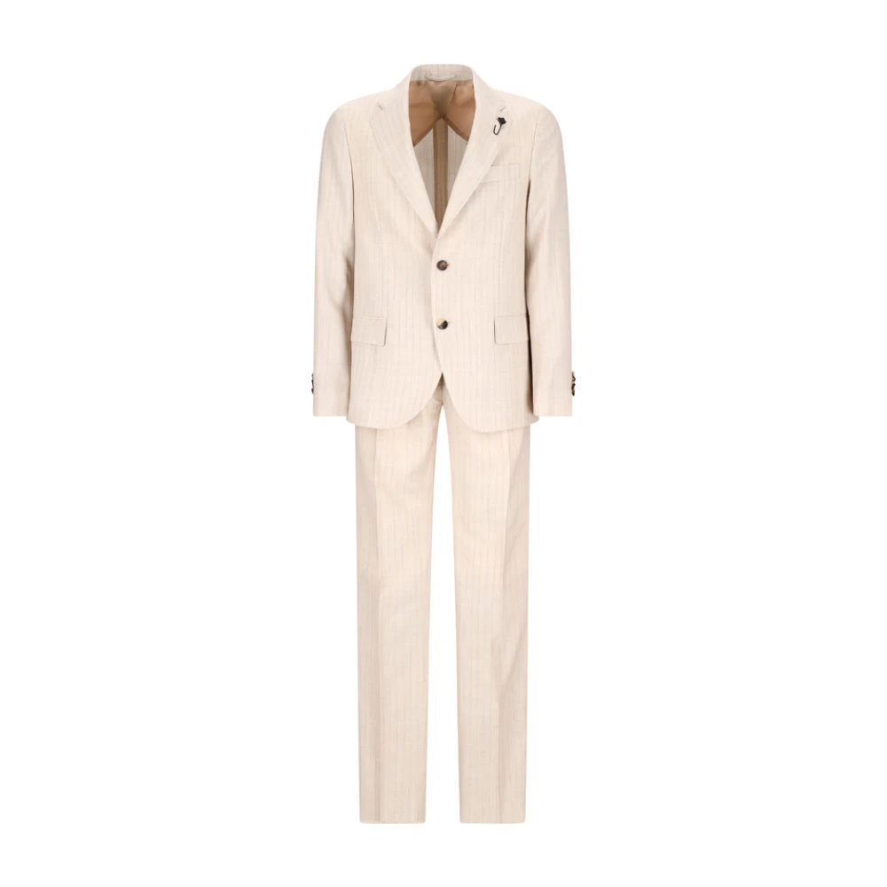 Lardini Men's Beige Pinstripe Suit For