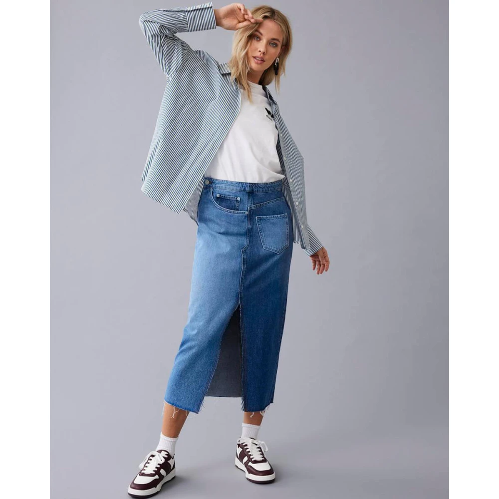 Only Elegante Lange Mouw Shirt Blue Dames