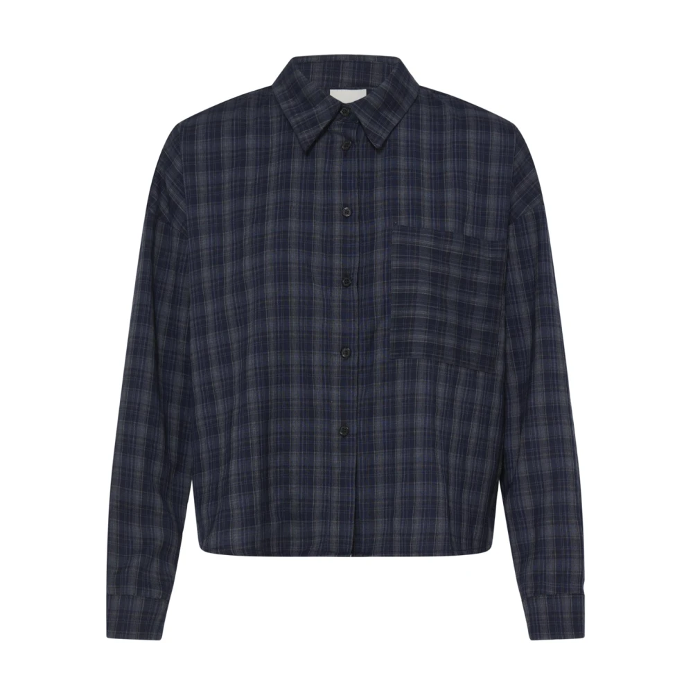 Ichi Blue Checked Shirt - Female - Shirts - Xs - Blouses & Shirts