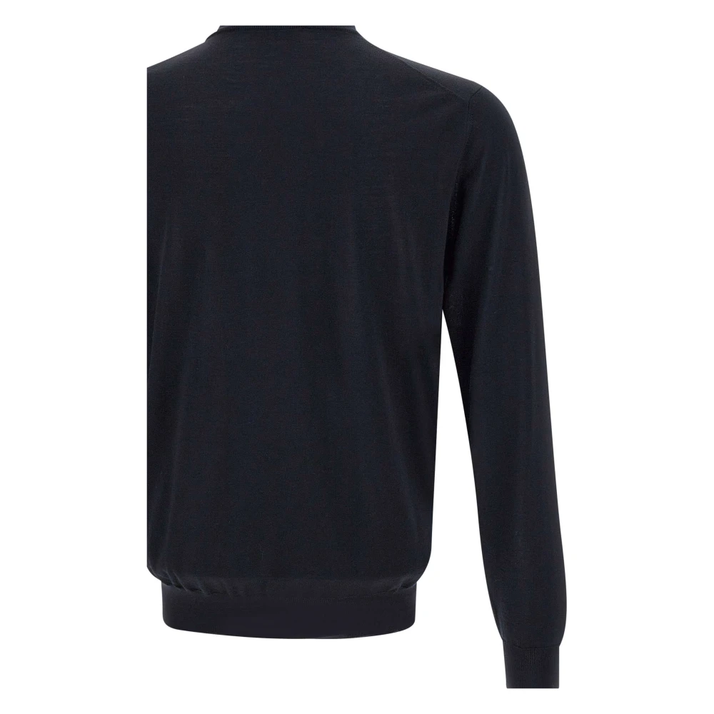 Filippo De Laurentiis Merino Wol Coltrui Trui Navy Blauw Blue Heren