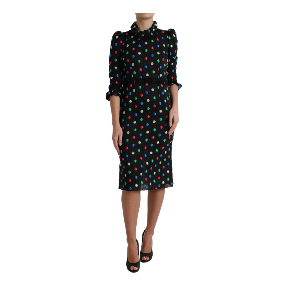 Dolce & Gabbana Women's Polka Dot Ruffle Cotton Midi Dress