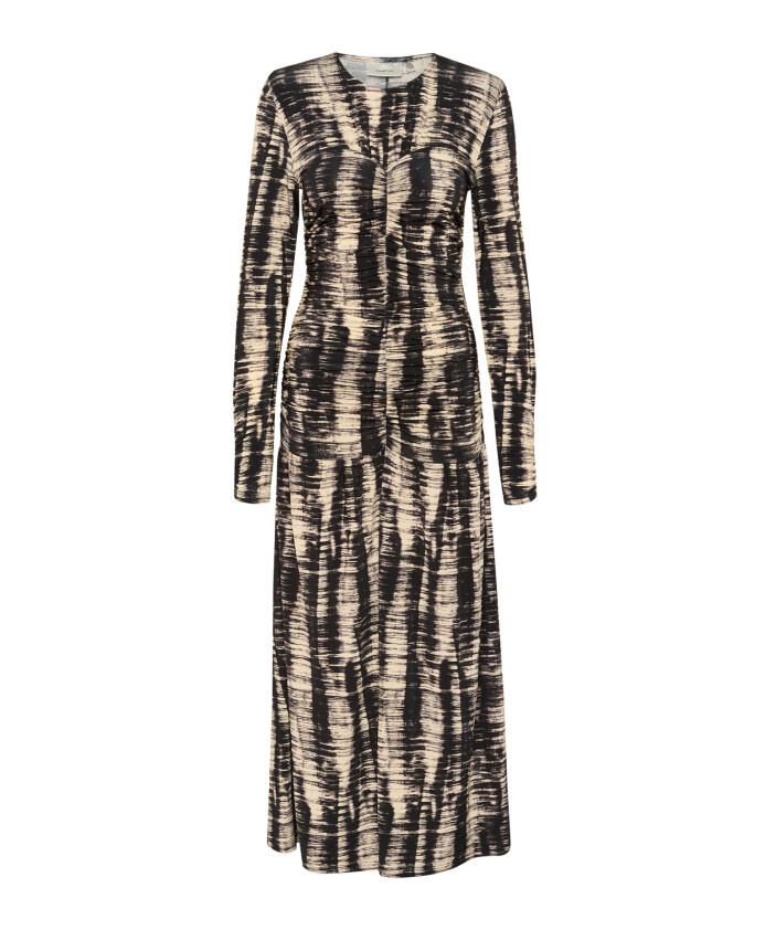robe-longue-jaune-beurre-imprime-abstrait