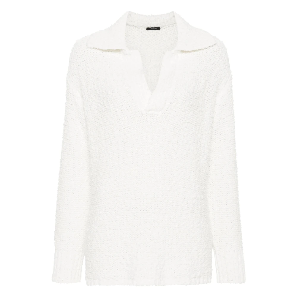 Joseph Gestructureerde Gebreide Polo Wit White Dames