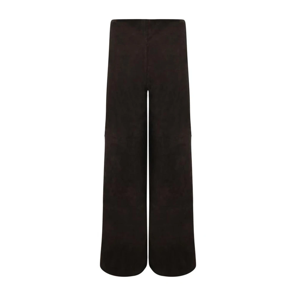 Arma Leren wijde pijp broek met suède Brown Dames