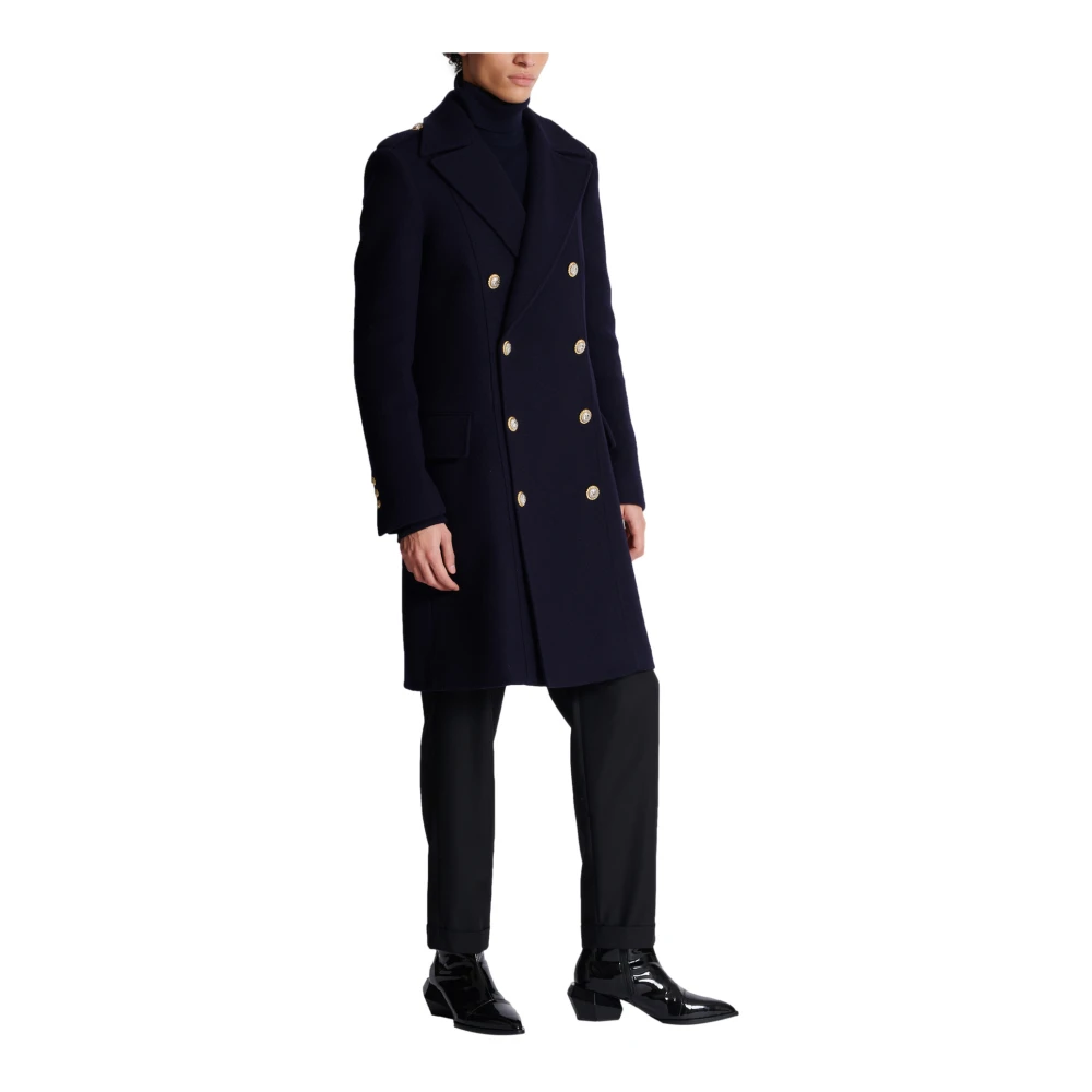 Balmain Jas van gevilt dubbelzijdig wol Blue Heren