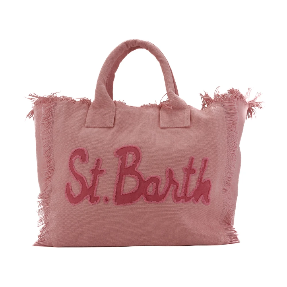 MC2 Saint Barth Canvas Shopper Tas Roze Franjes Rits Pink Dames