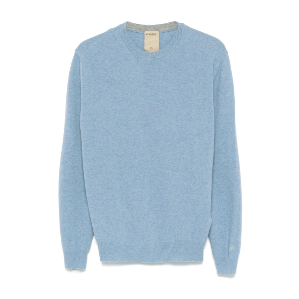Woolrich Herr Blå Stickade Tröjor L, Stiliga Sweaters Kollektion