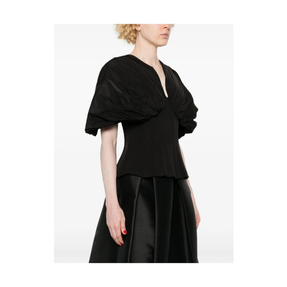 Rhea Costa Zwarte V-hals Gerimpelde Jurk Black Dames