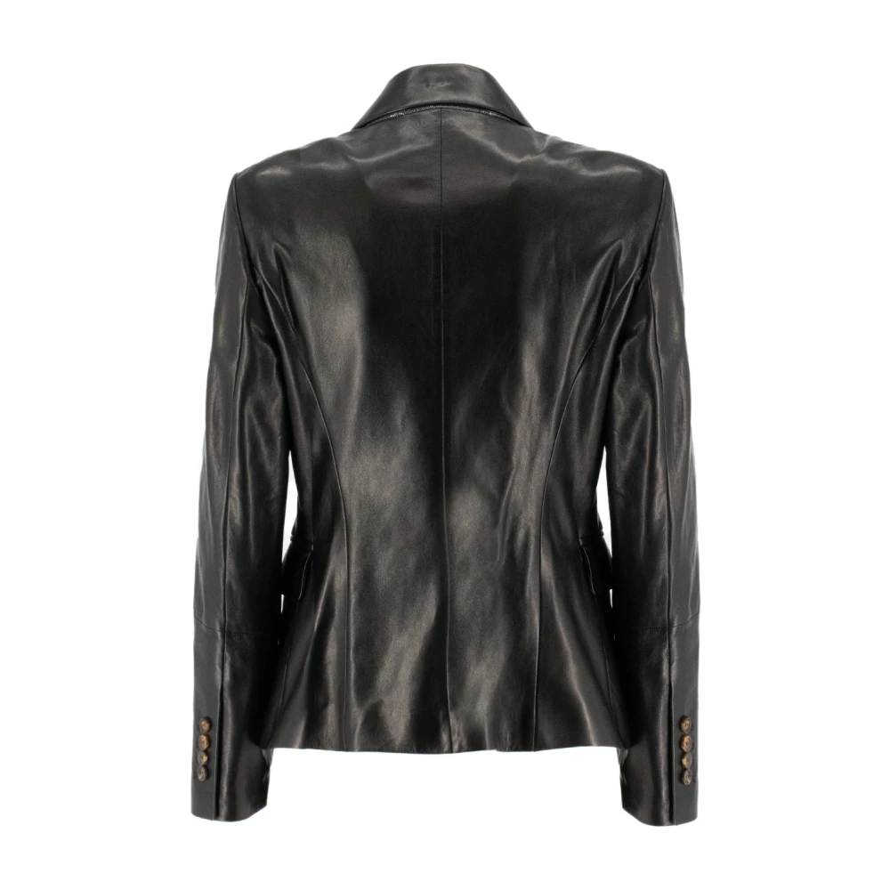 BRUNELLO CUCINELLI Nappa Leren Geborduurde Jas Black Dames