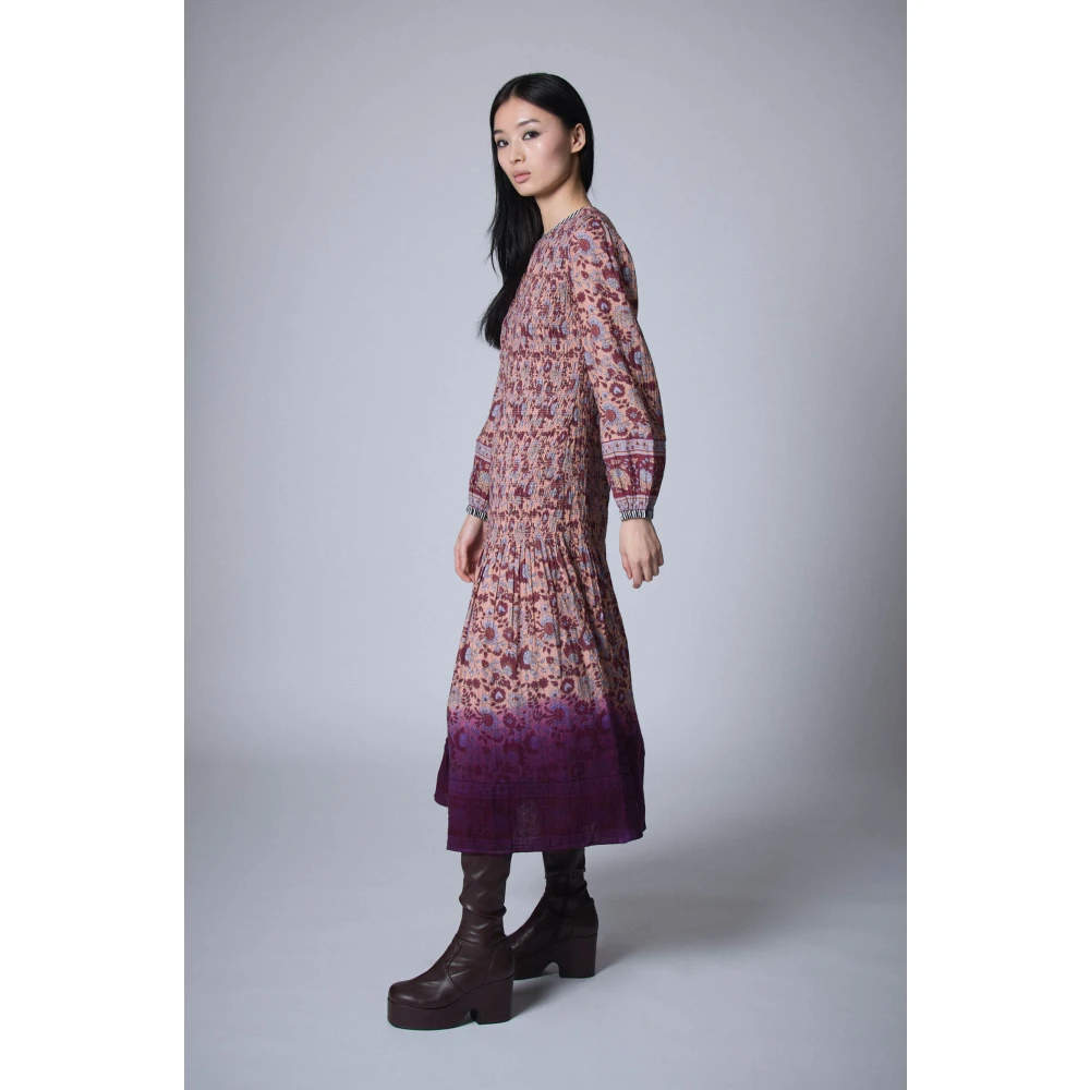 Manoush Bohemian Bloemen Lange Mouw Jurk Multicolor Dames