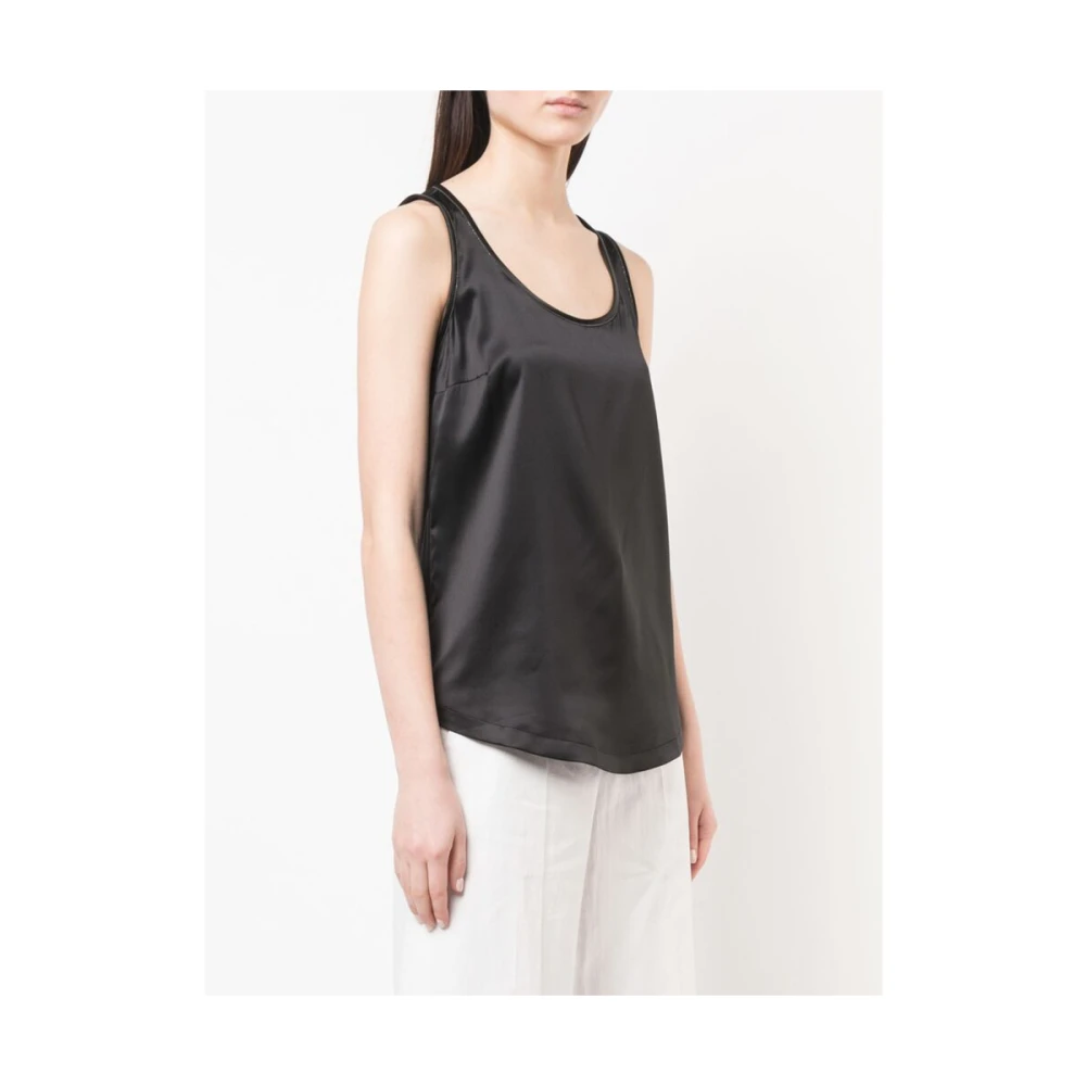BRUNELLO CUCINELLI Zwart Zijden Scoop Neck Vest Black Dames
