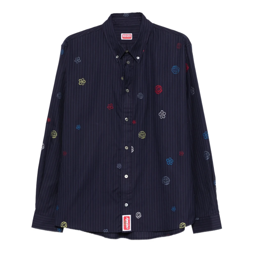 Kenzo Men's Blue Casual Shirts, L, Fil Coupé Cotton Poplin Shirt