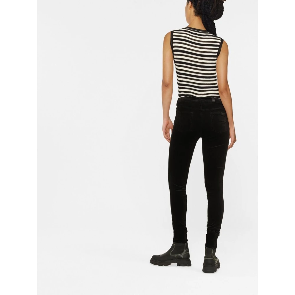 7 For All Mankind Velvet Skinny High Waist Broek Black Dames