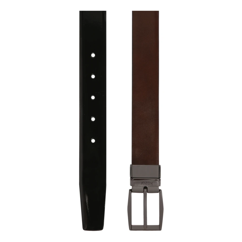 Kazar Bezoekers dubbelzijdige leren riem Black Heren