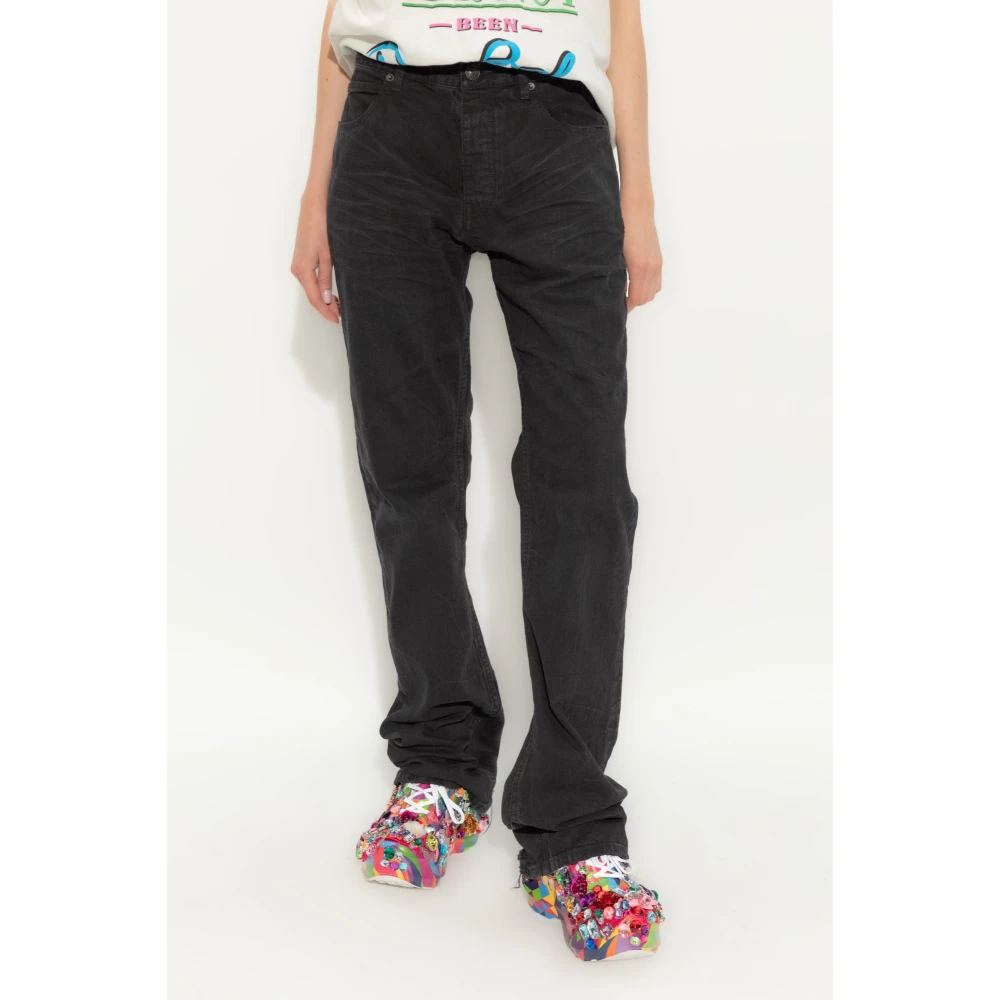 Balenciaga Vintage-Effect Jeans Black Dames
