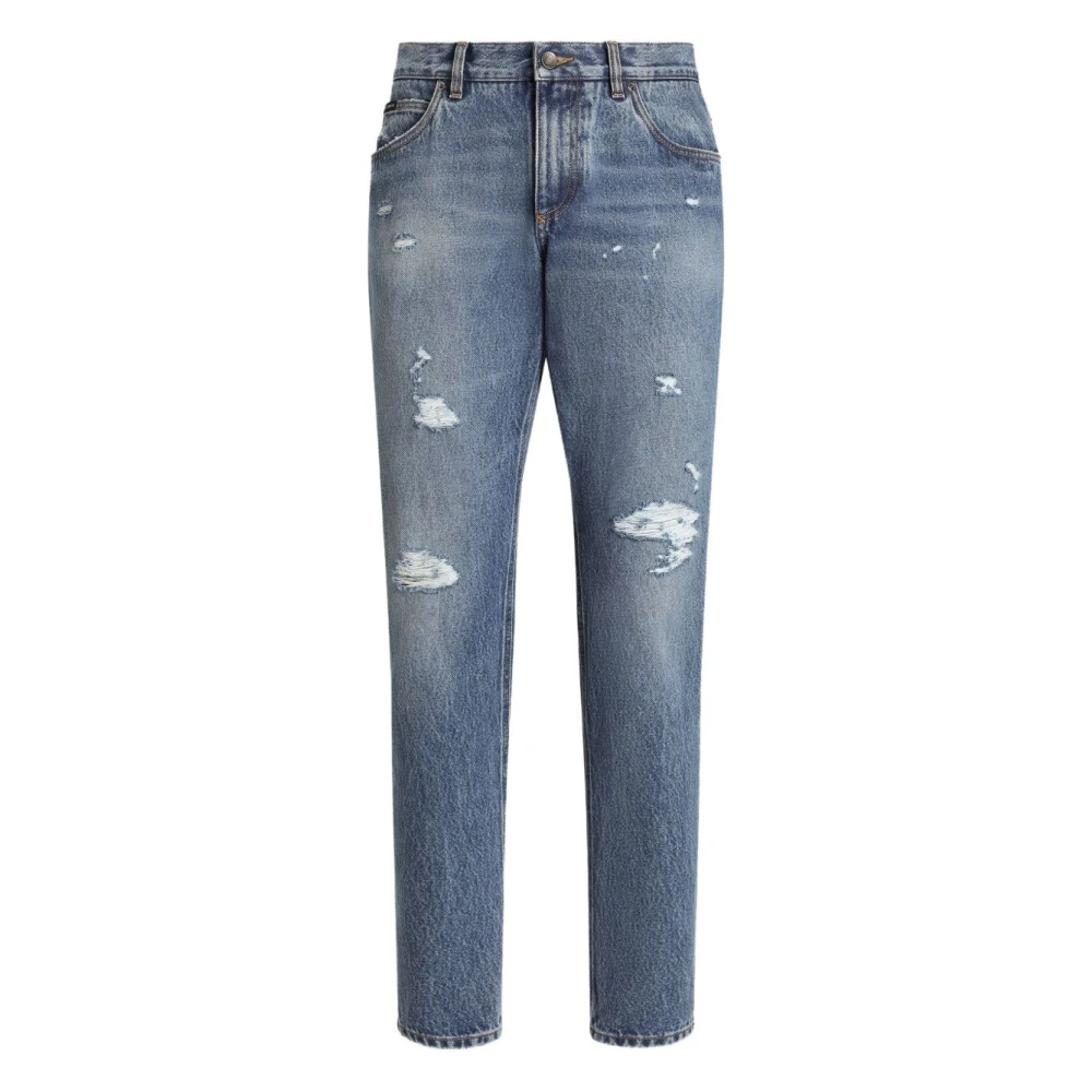 Dolce & Gabbana Men's Blue Distressed Denim Jeans