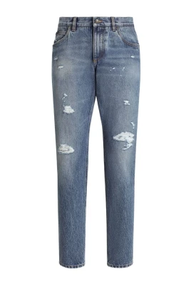 Blå Distressed Denim Jeans