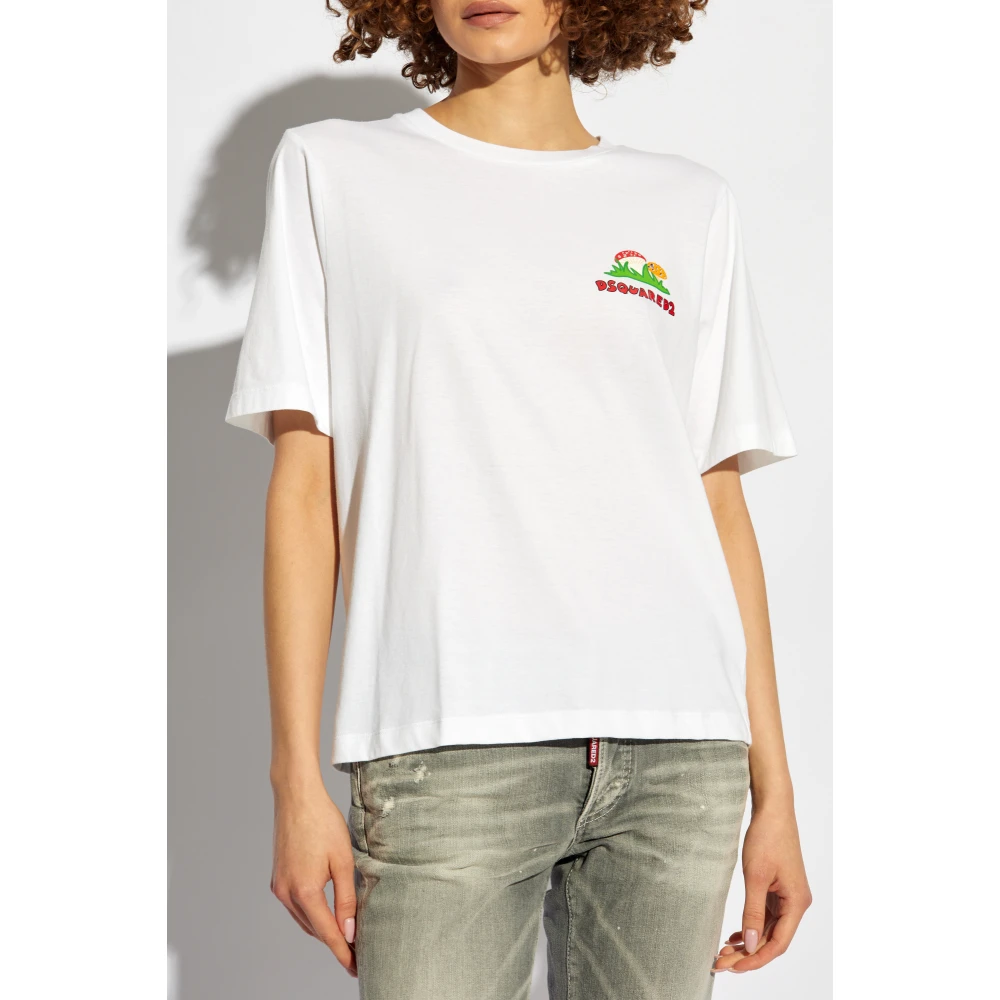 Dsquared2 Bedrukt T-shirt White Dames