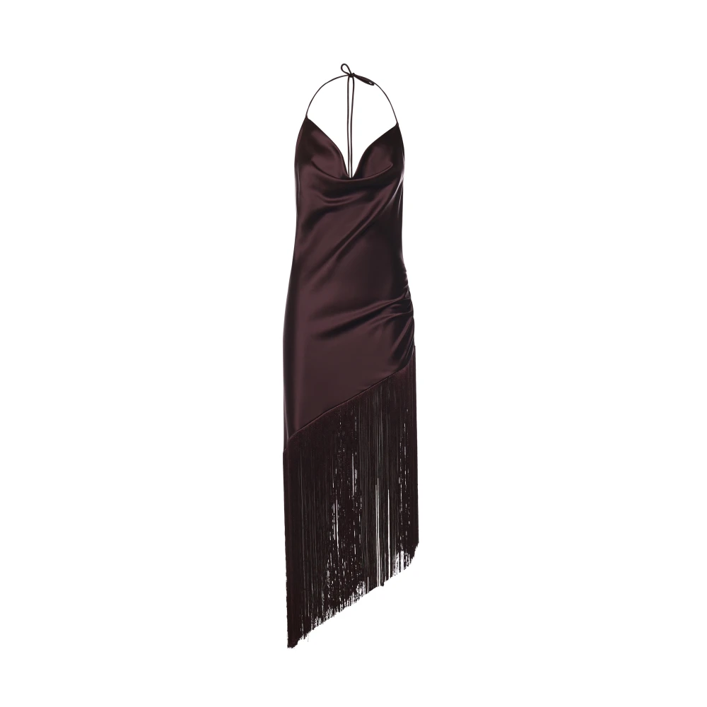 Pinko Women's Purple Draped Satin Dress - Midi Dresses - M - Dresses