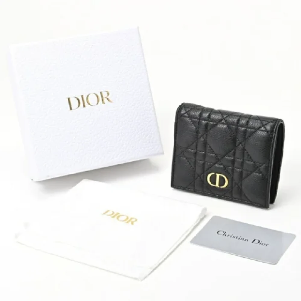 Dior Vintage Pre-owned Leather wallets Black Dames