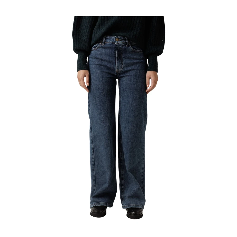 Lois Veined Wash Palazzo Jeans Blue Dames
