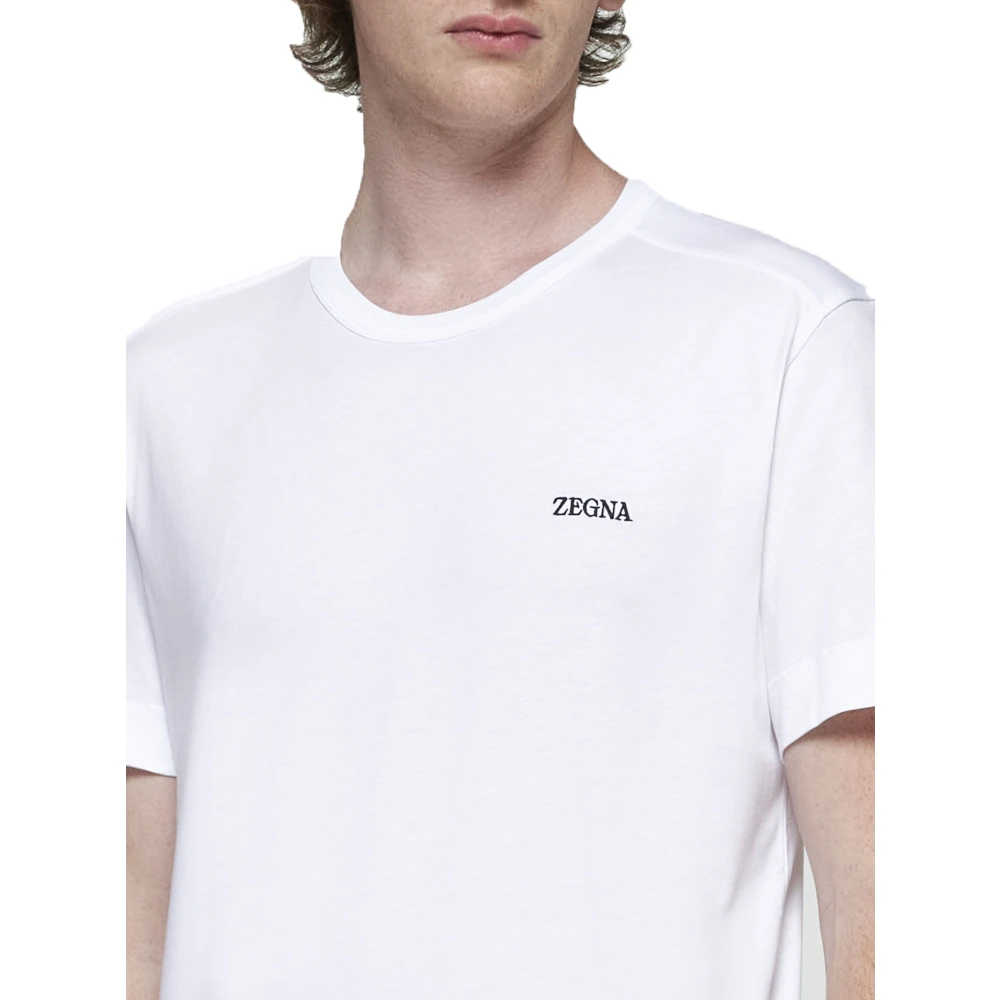 Ermenegildo Zegna Witte Katoenen Crew Neck T-shirt White Heren