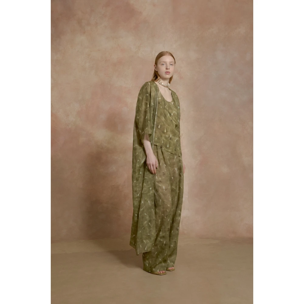 Cortana Nina lange ramie pua print jas Green Dames