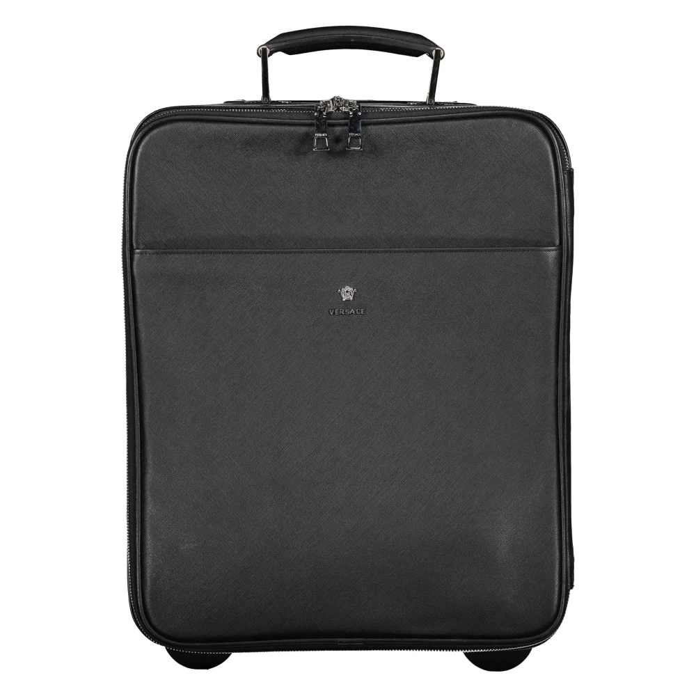 Versace Luxe Kalfsleren Trolley Tas Black Heren