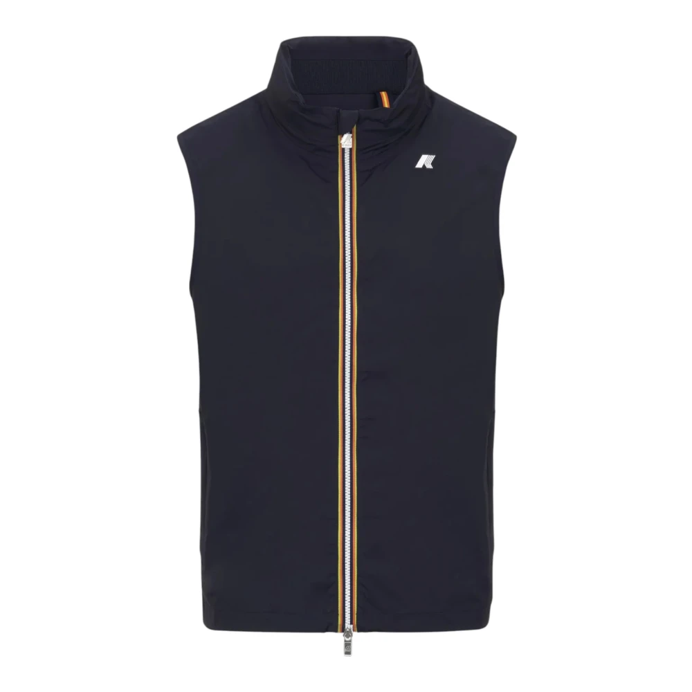 K-Way Uomo Blu Gilet In Jersey Di Nylon Elasticizzato